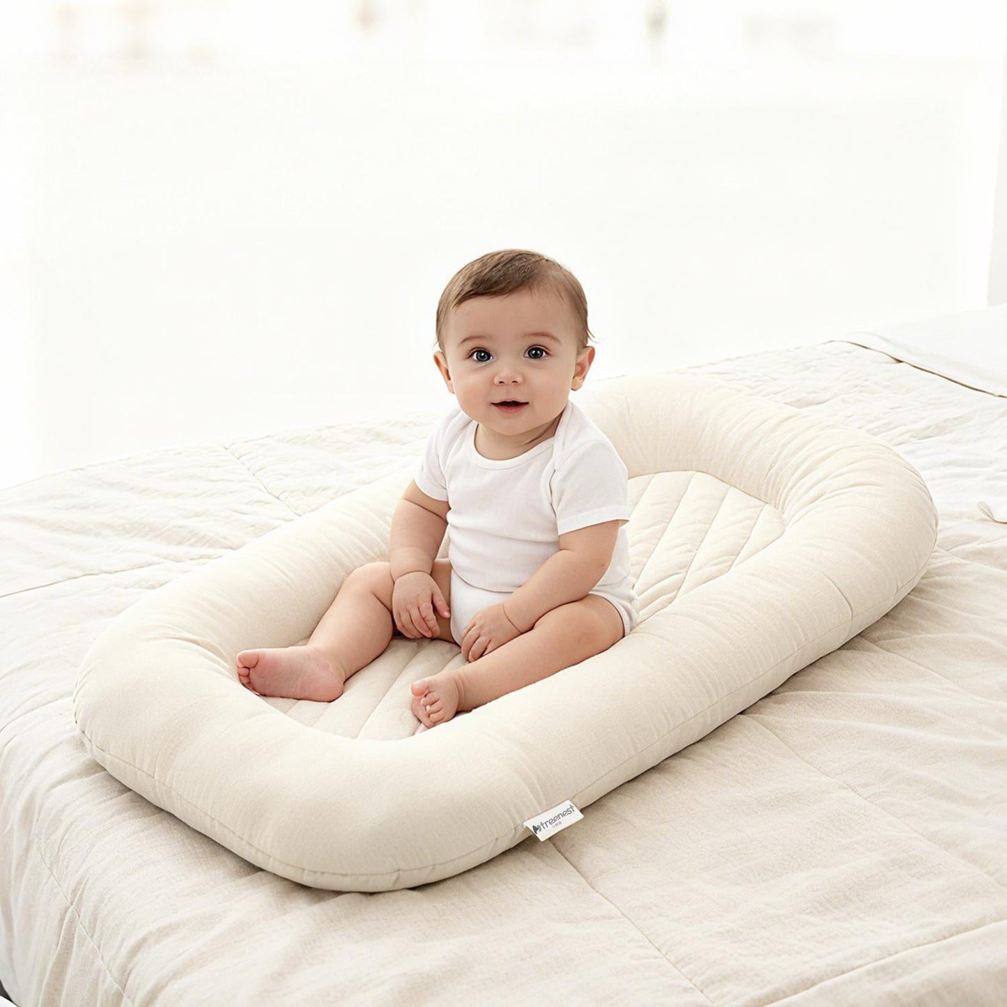 Ultra-Soft Striped Infant Lounger Bed