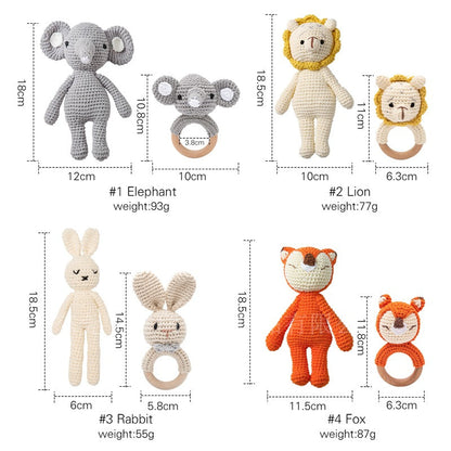 Hand Crocheted Animal Rattle Set