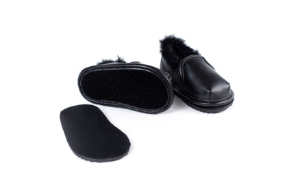 Black Faux-Fur Barefoot Shoe Topper | Ozznek Removable Sole Shoes