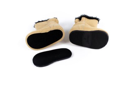 Brown Faux-Fur Barefoot Boot Topper | Ozznek Removable Sole Shoes