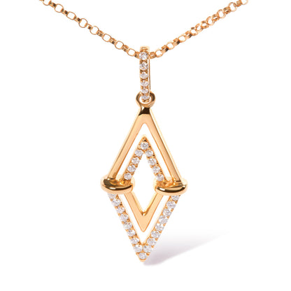 14K Yellow Gold 1/4 Cttw Diamond Double Triangle Geometric 18" Pendant Necklace (G-H Color, SI1-SI2 Clarity)