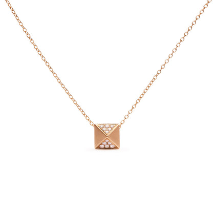 14K Yellow Gold 1/4 Cttw Diamond Matte Finished Pyramid Pendant Necklace (G-H Color, SI1-SI2 Clarity) - 18 Inches