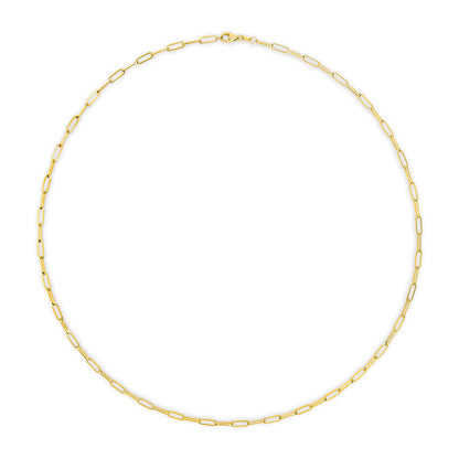 Solid 14K Yellow Gold 2.5mm Paperclip Chain Necklace Unisex 18" Inches