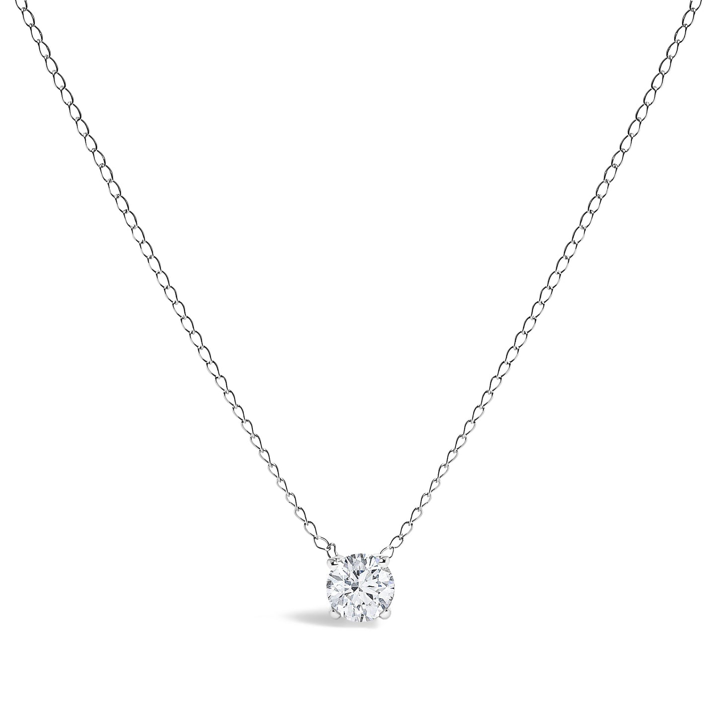 14K White Gold Floating 1/2 Cttw Lab Grown Diamond Solitaire Pendant Necklace - 18" Inches