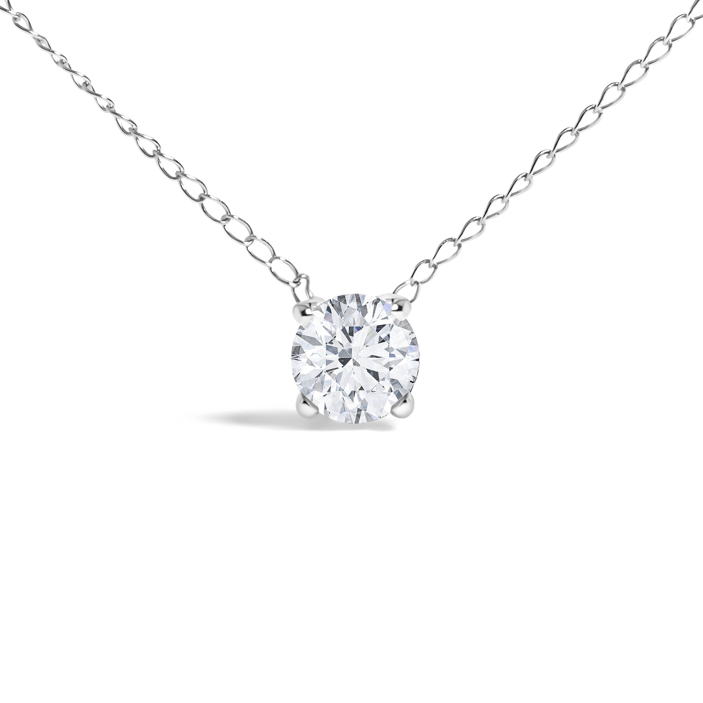 14K White Gold Floating 1/2 Cttw Lab Grown Diamond Solitaire Pendant Necklace - 18" Inches