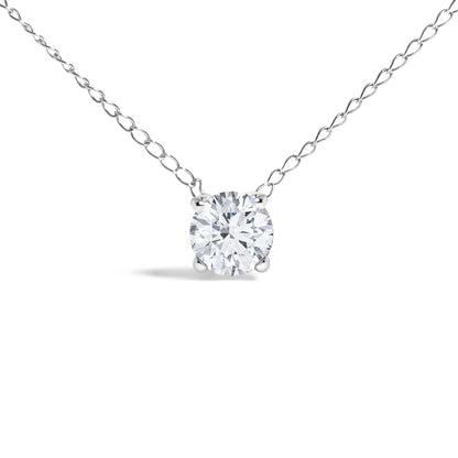 14K White Gold Floating 1/2 Cttw Lab Grown Diamond Solitaire Pendant Necklace - 18" Inches