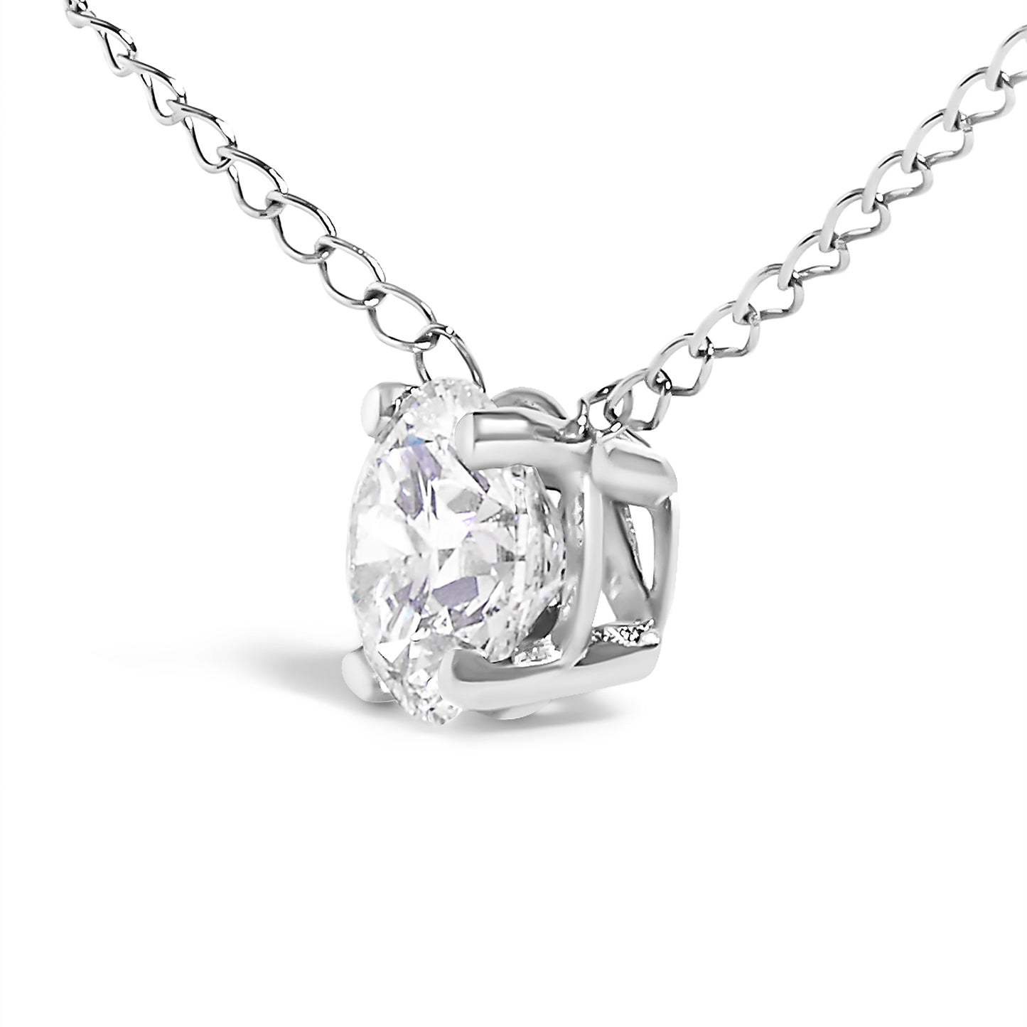 14K White Gold Floating 1/2 Cttw Lab Grown Diamond Solitaire Pendant Necklace - 18" Inches