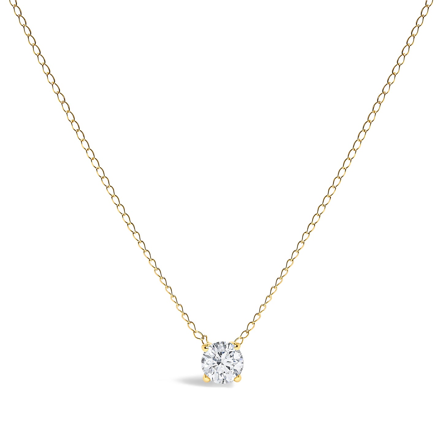 14K White Gold Floating 1/2 Cttw Lab Grown Diamond Solitaire Pendant Necklace - 18" Inches