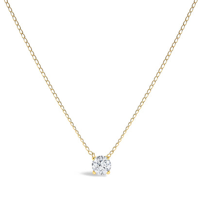 14K White Gold Floating 1/2 Cttw Lab Grown Diamond Solitaire Pendant Necklace - 18" Inches