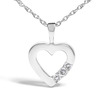 .925 Sterling Silver Lab Grown Diamond 1/4 Cttw Three Stone Heart Pendant Necklace - 18" Inches