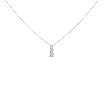 14K White Gold 1/2 Cttw Lab Grown Diamond Three Stone Pendant Necklace