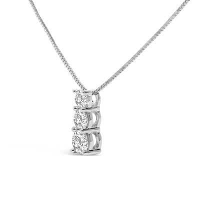 14K White Gold 1/2 Cttw Lab Grown Diamond Three Stone Pendant Necklace