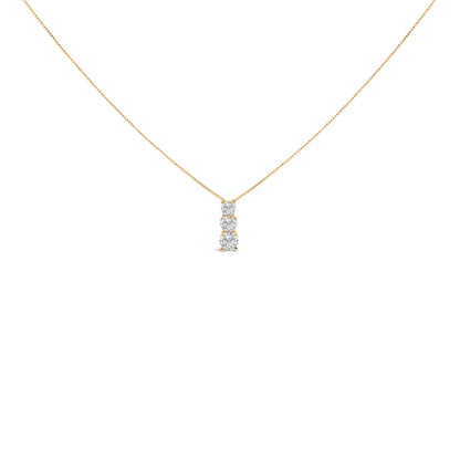 14K White Gold 1/2 Cttw Lab Grown Diamond Three Stone Pendant Necklace