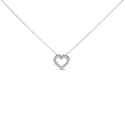 14K White Gold 1/2 Carat Lab Grown Diamond Heart Shape Pendant Necklace