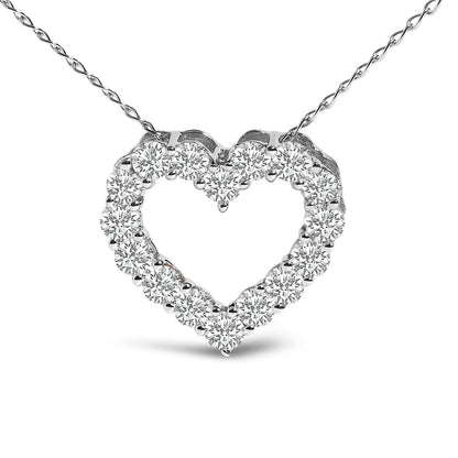 14K White Gold 1/2 Carat Lab Grown Diamond Heart Shape Pendant Necklace