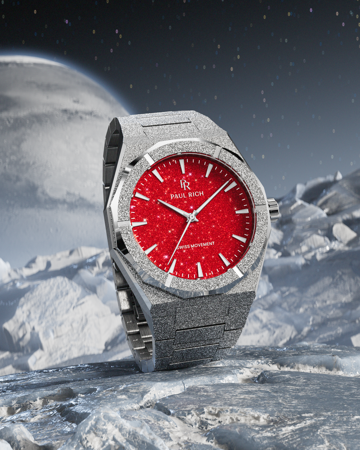 Frosted Star Dust II Silver Red
