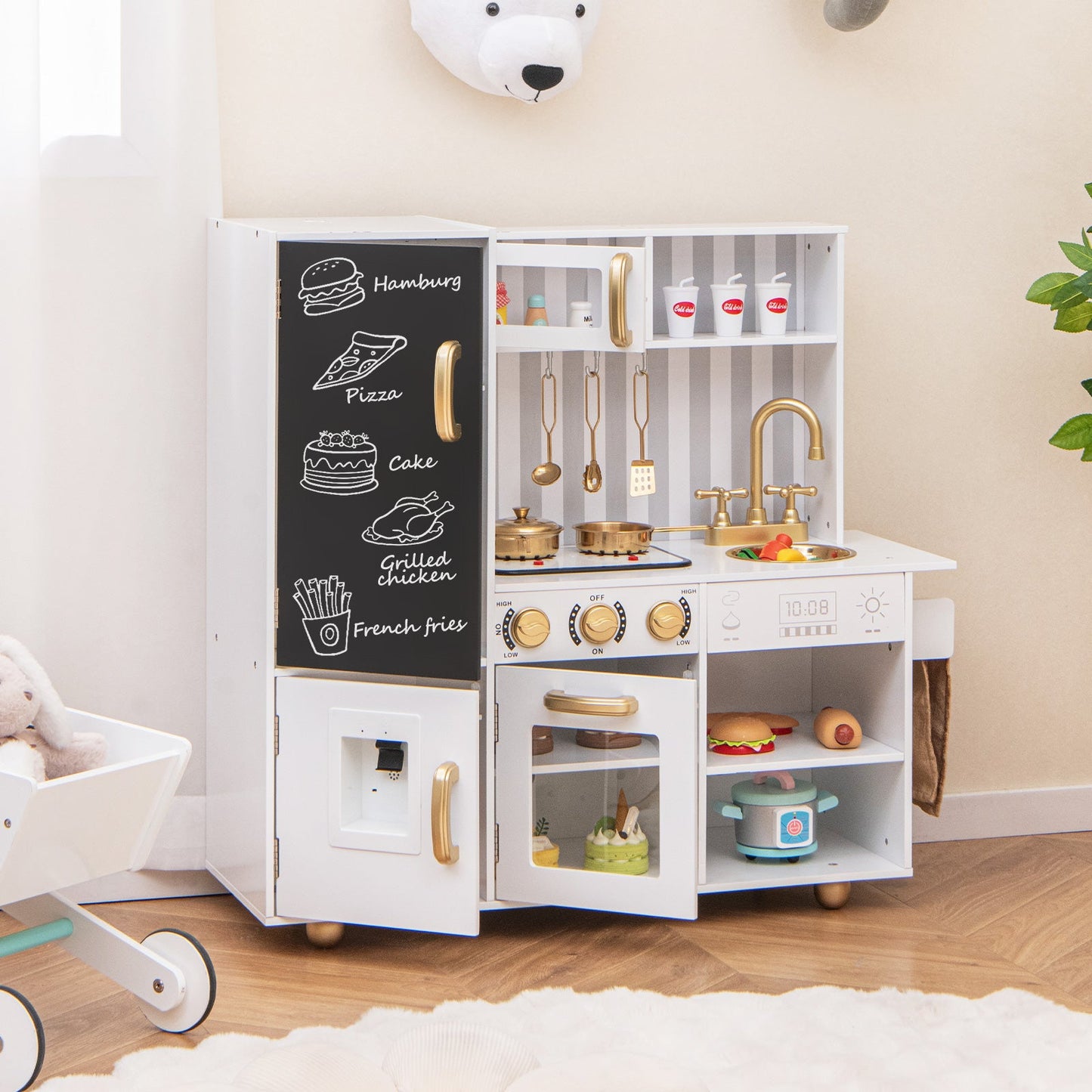 Pretend Play Kitchen for Kids with Real Sounds and Lights