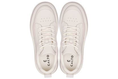 CALTO - Q431 - 2.6 Inches Taller Lightweight (Cream/White Sole) - Chunky Sole Sneakers