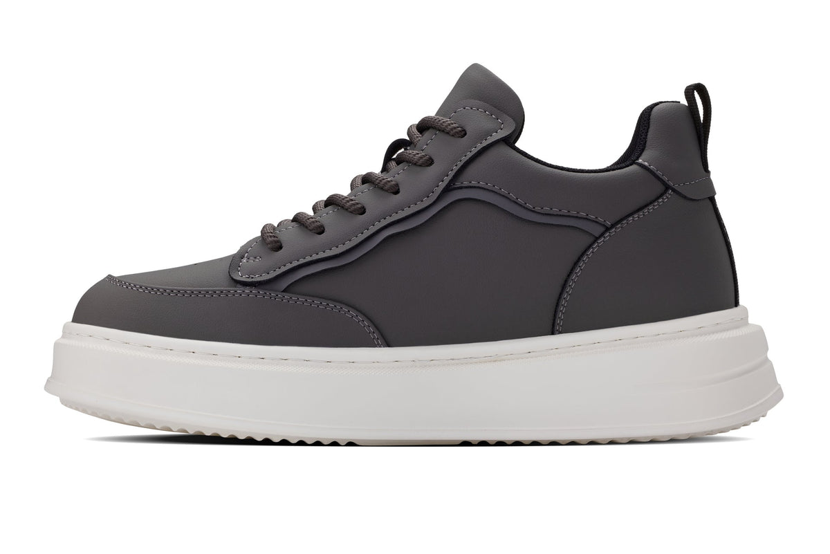 CALTO - Q432 - 2.6 Inches Taller Lightweight (Grey/White Sole) - Chunky Sole Sneakers