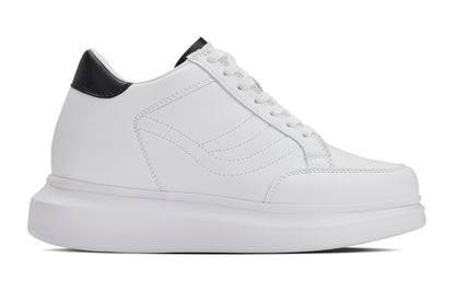 CALTO - Q511 - 2.6 Inches Taller Lightweight (White/White Sole) - Chunky Sole Sneakers