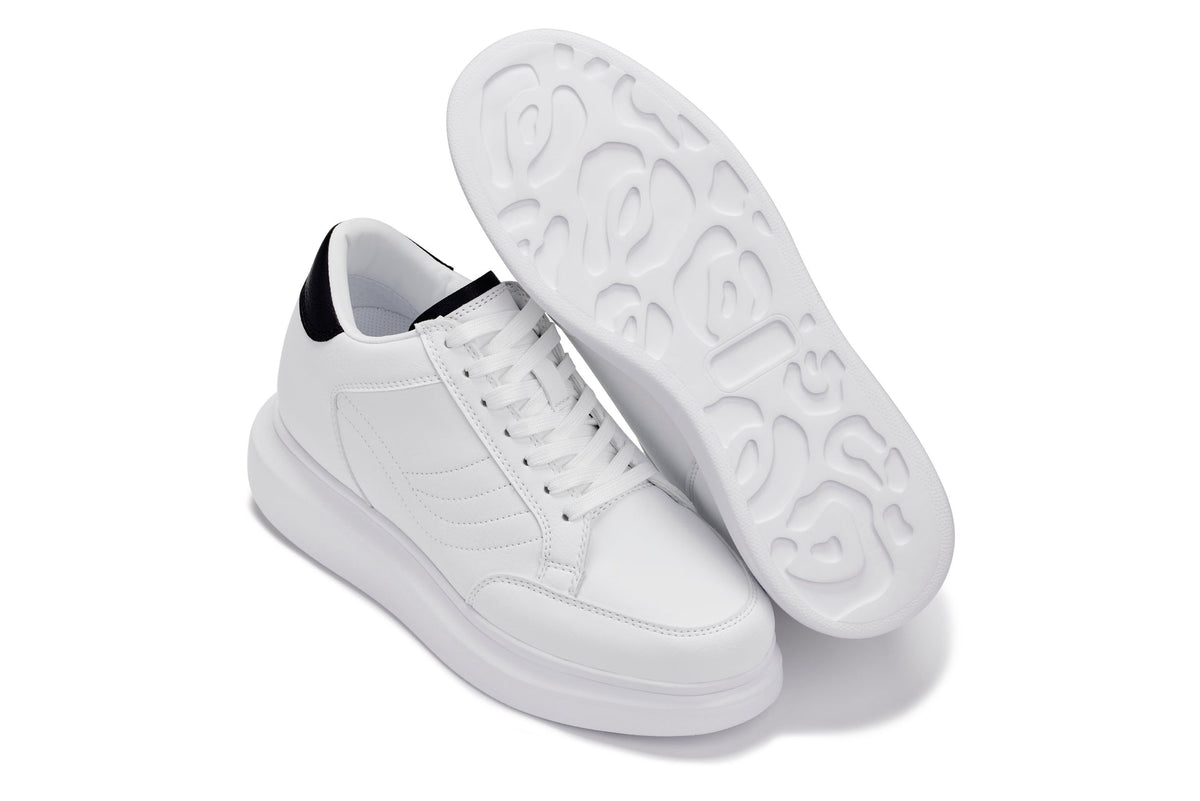 CALTO - Q511 - 2.6 Inches Taller Lightweight (White/White Sole) - Chunky Sole Sneakers