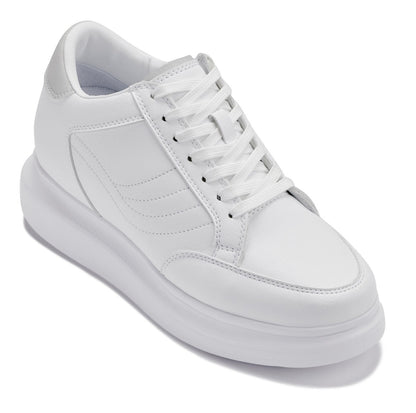 CALTO - Q512 - 2.6 Inches Taller Lightweight (Pure White/White Sole) - Chunky Sole Sneakers