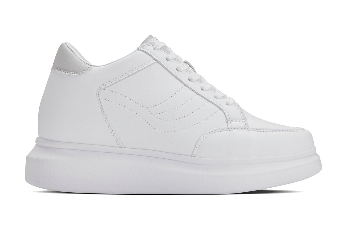 CALTO - Q512 - 2.6 Inches Taller Lightweight (Pure White/White Sole) - Chunky Sole Sneakers
