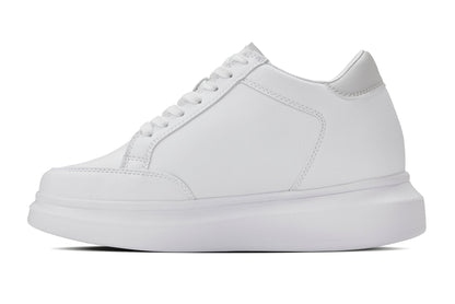 CALTO - Q512 - 2.6 Inches Taller Lightweight (Pure White/White Sole) - Chunky Sole Sneakers