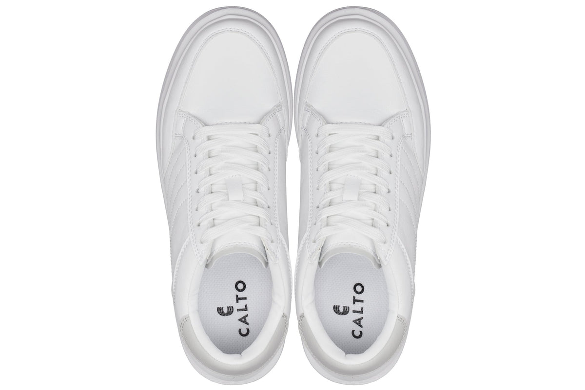 CALTO - Q512 - 2.6 Inches Taller Lightweight (Pure White/White Sole) - Chunky Sole Sneakers