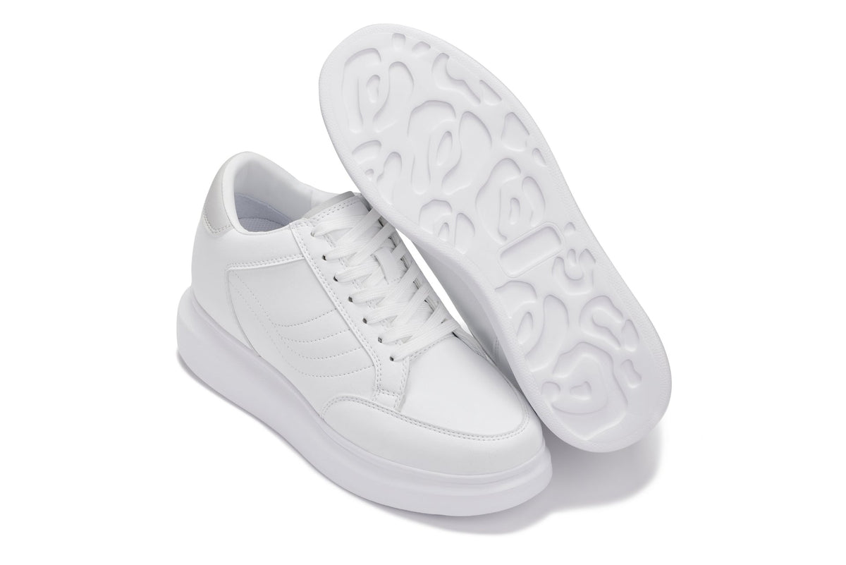 CALTO - Q512 - 2.6 Inches Taller Lightweight (Pure White/White Sole) - Chunky Sole Sneakers