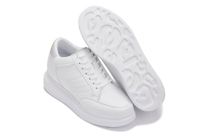 CALTO - Q512 - 2.6 Inches Taller Lightweight (Pure White/White Sole) - Chunky Sole Sneakers