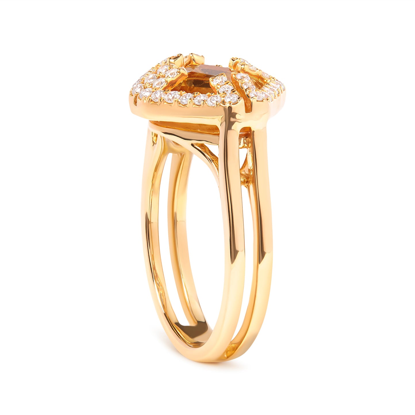 14K Yellow Gold Marquise-Cut Yellow Citrine and 1/3 Cttw Diamond Halo Cocktail Ring (G-H Color, SI1-SI2 Clarity) - Size 7