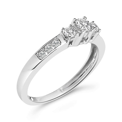 10K White Gold 1/2 Cttw Diamond Three Stone Ring