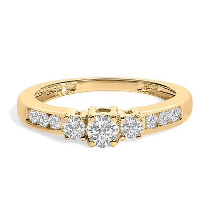 10K White Gold 1/2 Cttw Diamond Three Stone Ring