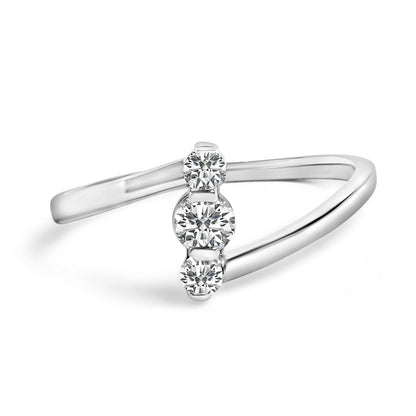 10K White Gold 1/4 Cttw Lab Grown Diamond Vertical Three Stone Ring