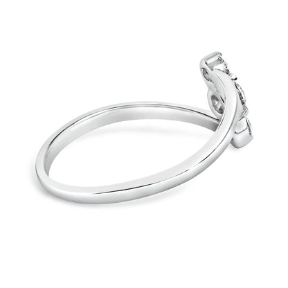10K White Gold 1/4 Cttw Lab Grown Diamond Vertical Three Stone Ring
