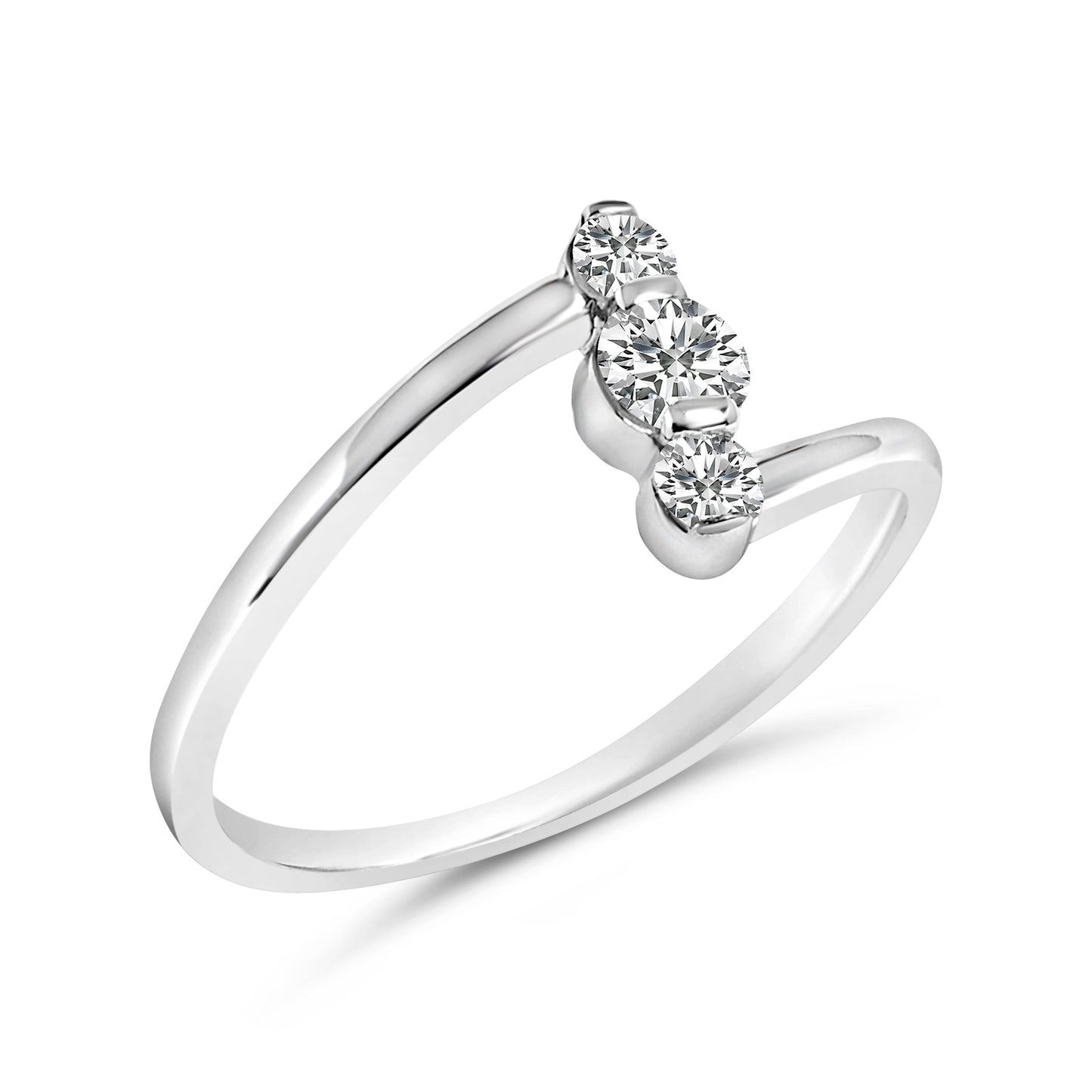 10K White Gold 1/4 Cttw Lab Grown Diamond Vertical Three Stone Ring