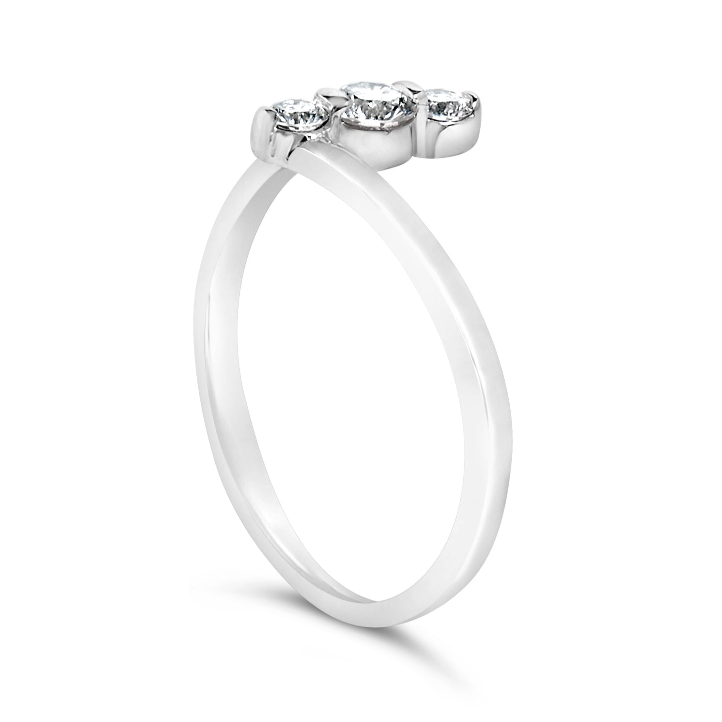 10K White Gold 1/4 Cttw Lab Grown Diamond Vertical Three Stone Ring
