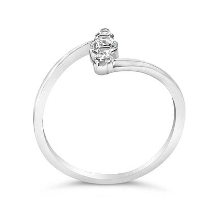 10K White Gold 1/4 Cttw Lab Grown Diamond Vertical Three Stone Ring