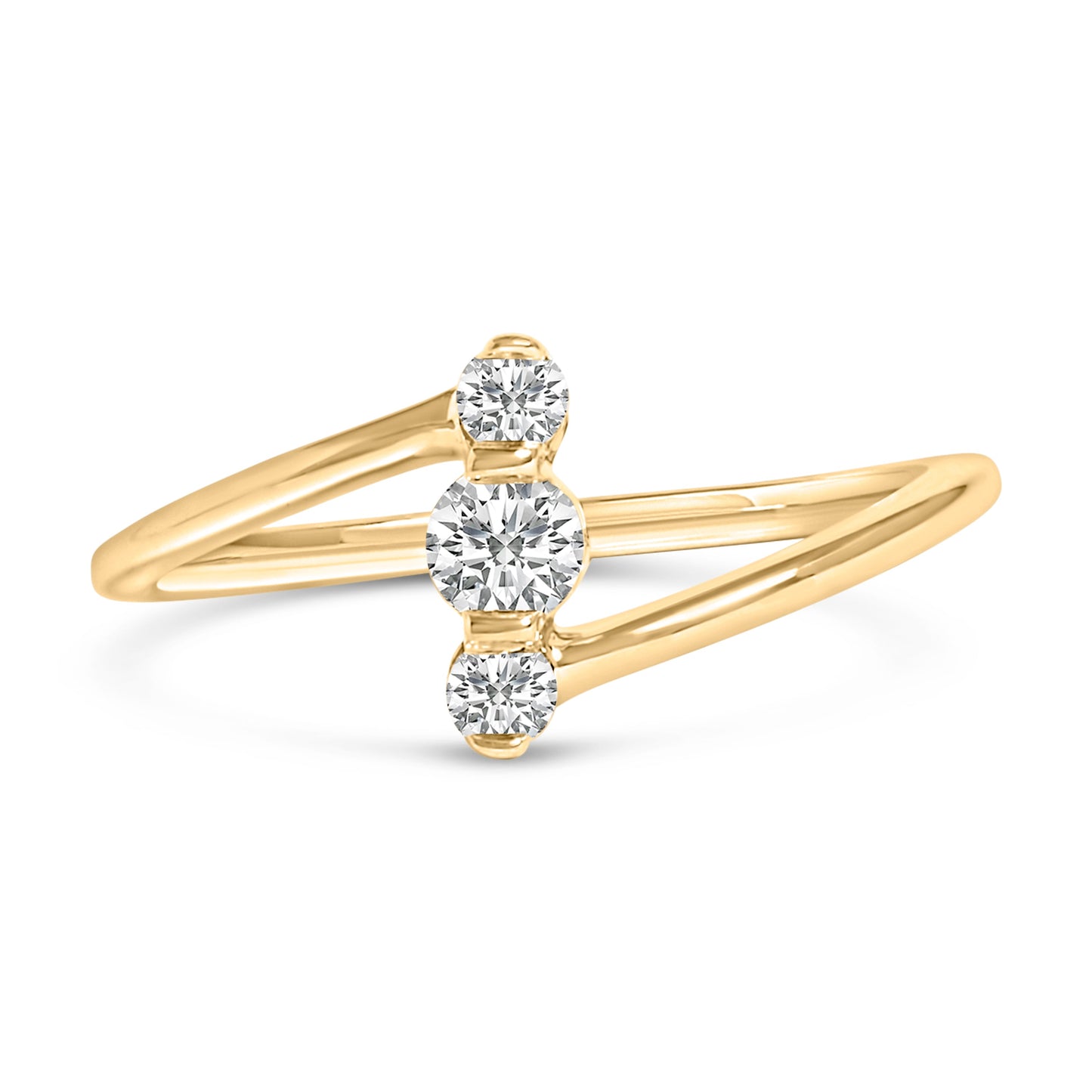 10K White Gold 1/4 Cttw Lab Grown Diamond Vertical Three Stone Ring