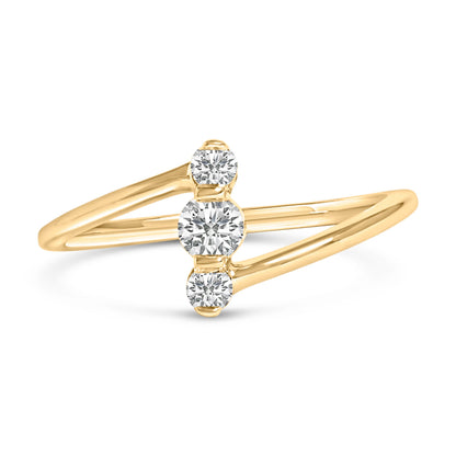 10K White Gold 1/4 Cttw Lab Grown Diamond Vertical Three Stone Ring