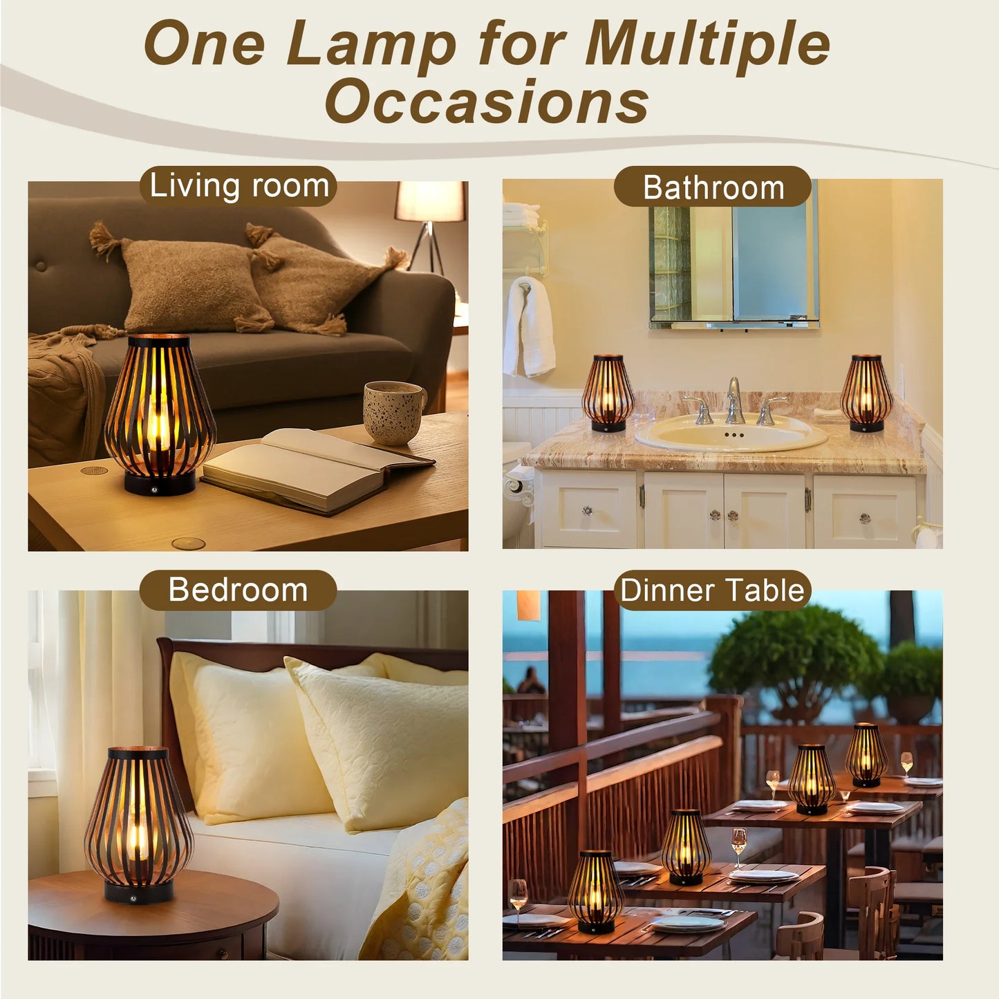 8.5''H Rechargeable Battery Powered Lamp with LED Edison Style Bulb