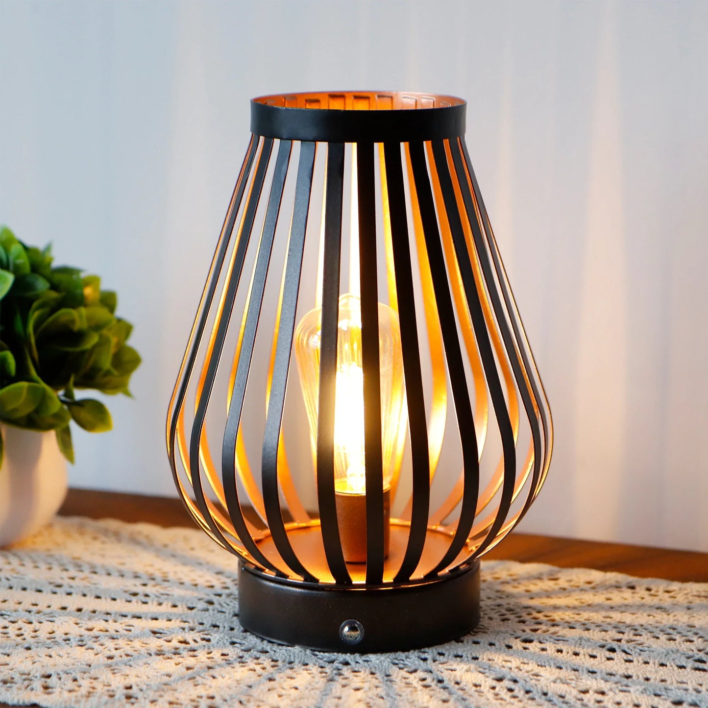 8.5''H Rechargeable Battery Powered Lamp with LED Edison Style Bulb
