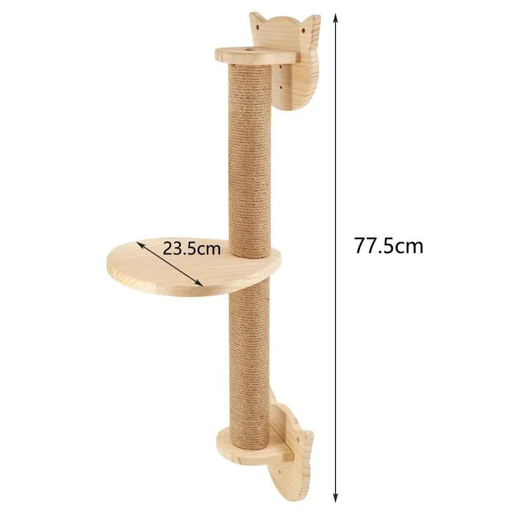 Wall-Mounted Cat Climbing Rope – Solid Wood Pedals & Sisal Scratch Training Toy for Indoor Cats