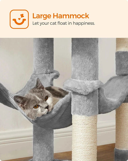 56.3" Multi-Cat Tree Tower Hammock, Condo & Scratching Posts for Indoor Cats