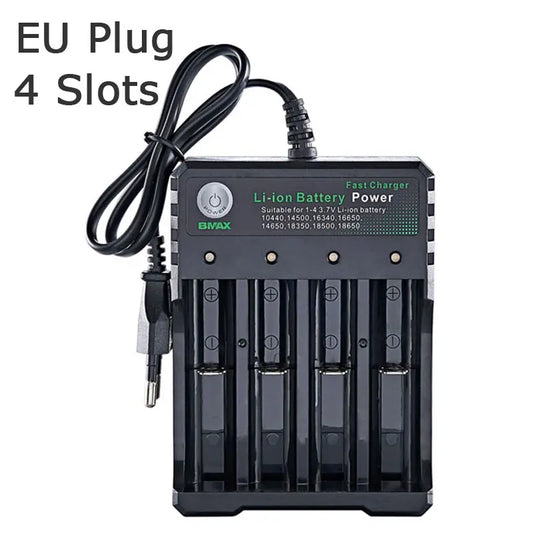 Chargeur de batterie Li-ion 18650 4 emplacements AC 110V 220V EU/US double pour charge 18650 3.7V 4.2V rechargeable pour 18500