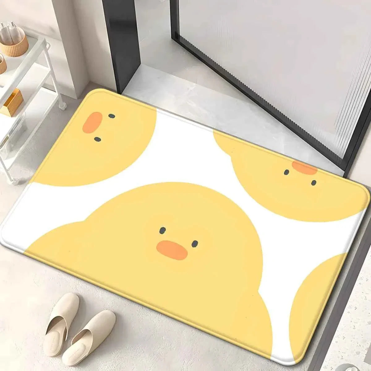 Cute Yellow Duck Face Doormat Non-Slip Absorbent Rug