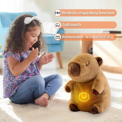 Breathing Capybara Plush Toy with Rhythmic Lights – Musical Stuffed Animal Gift