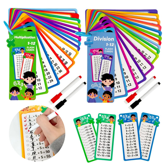 Cartes éclair d'apprentissage numérique, addition, soustraction, multiplication, division, fractions, mémorisation de formules mathématiques, 15 cartes avec deux stylos effaçables, jouet éducatif
