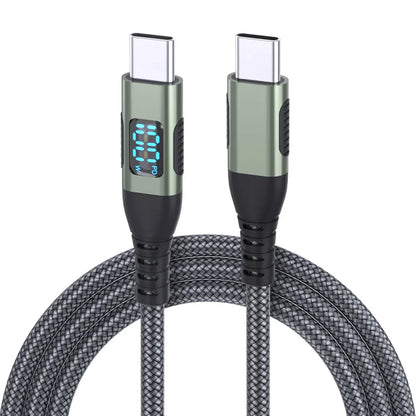 HOMEFISH LED Digital Display Dual Head Type-C Super Fast Charger 100W 6A Compatible with Huawei Xiaomi Phone PD Charging Cable